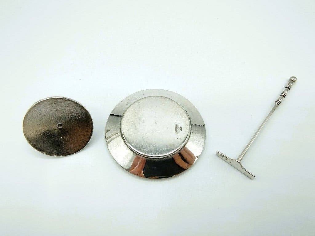 Zilveren roulettetafel met draaiend middenstuk en stok, Verzenden, Zilver