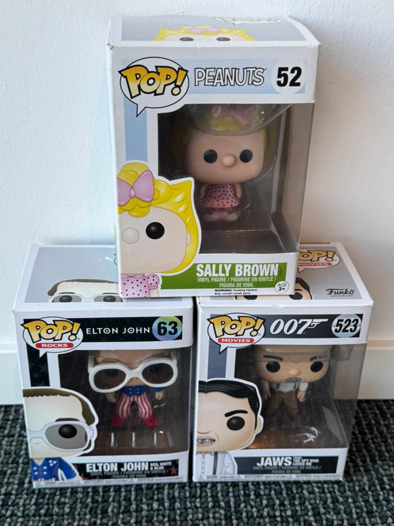 3 Funko Pops Pokémon/007/Elton John, Ophalen of Verzenden, Zo goed als nieuw