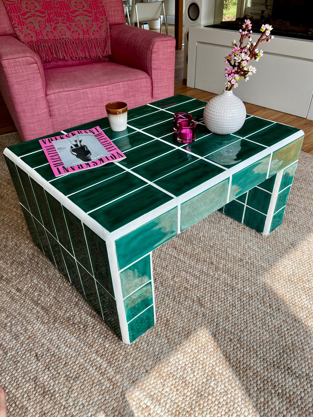 Tegeltafel - Salon/Koffietafel, Ophalen, Overige materialen, 50 tot 100 cm, Zo goed als nieuw