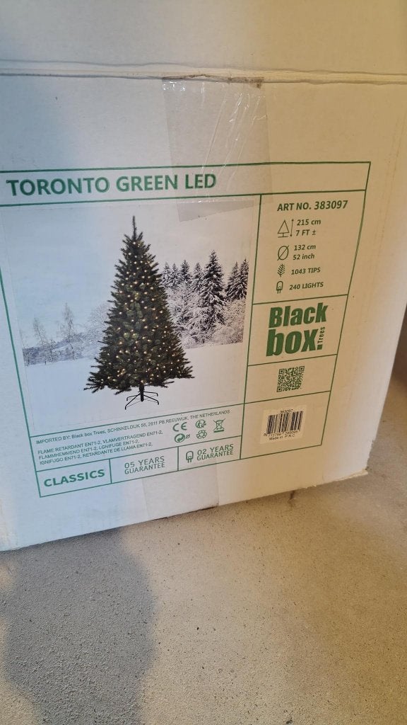 Kunstkerstboom 215 cm met lichtjes, Diversen, Kerst, Ophalen, Zo goed als nieuw