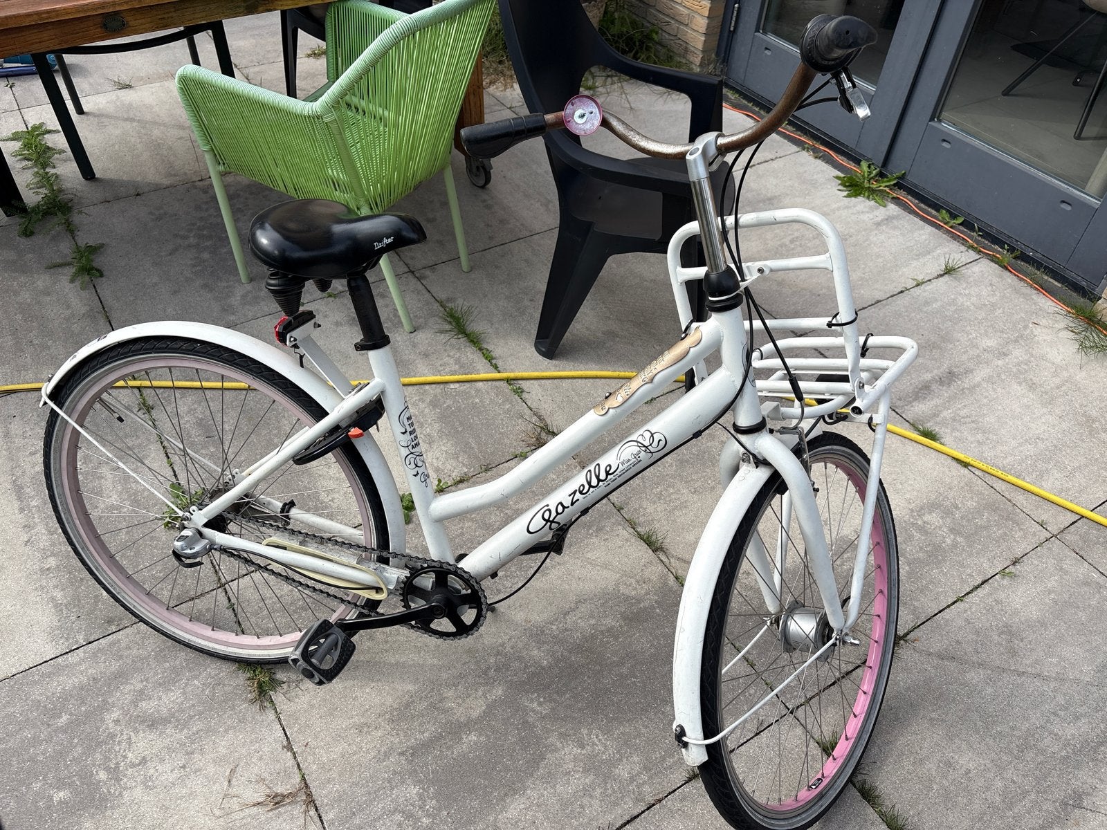 Gazelle meisjesfiets met voordrager 26” - Wit/Roze, Ophalen, Gebruikt, 26 inch of meer, Versnellingen