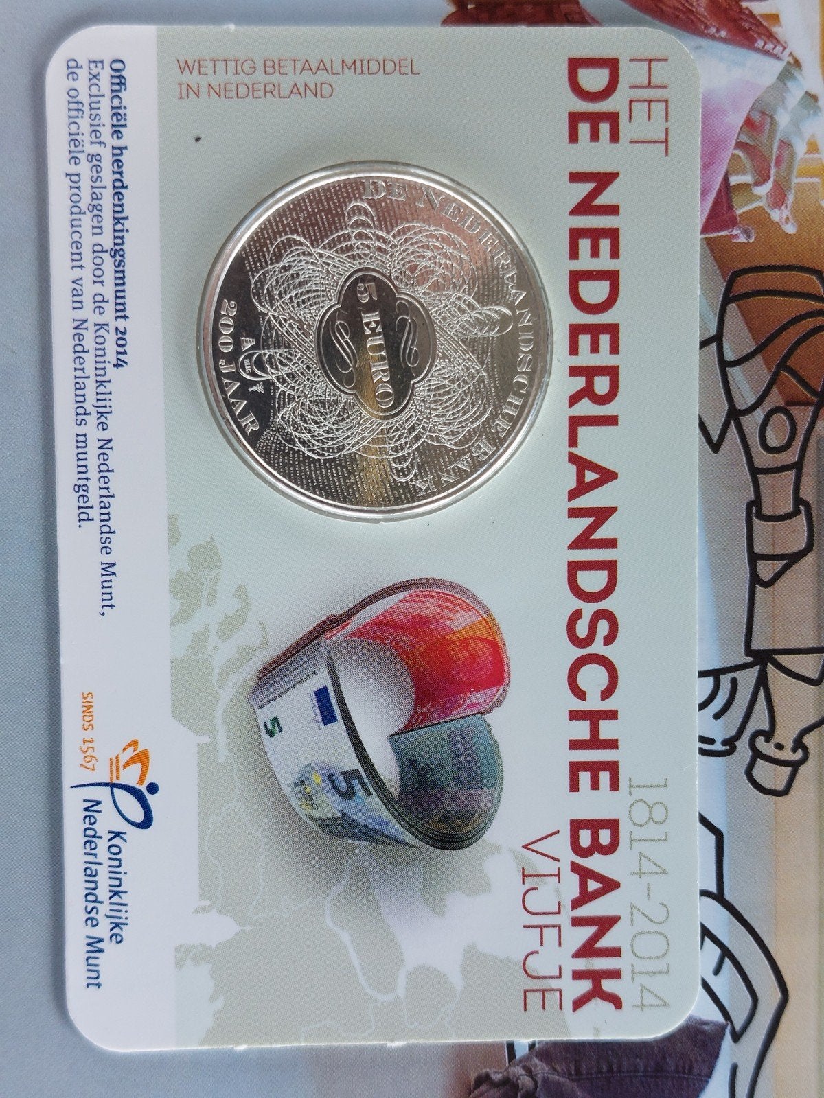 Coincard 5 euro munt Het Nederlandsche Bank Vijfje 2014, Postzegels en Munten, Munten | Nederland, Ophalen of Verzenden, Koningin Beatrix