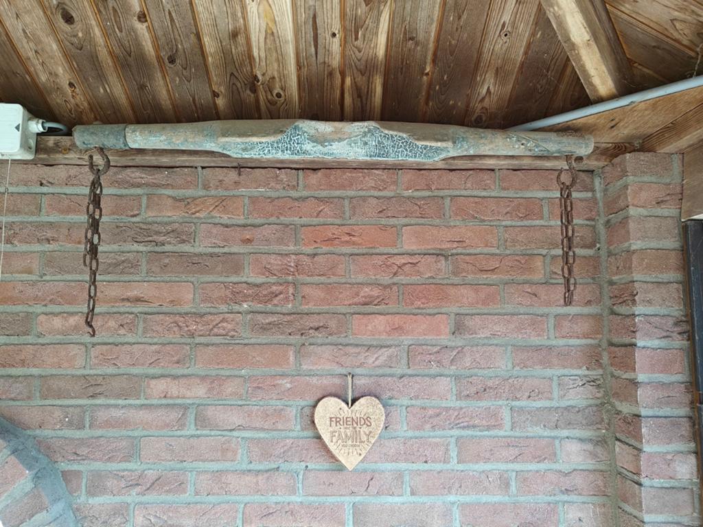 Antieke houten juk met kettingen - Decoratief, Ophalen