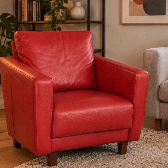 Montel Rood armchair., Ophalen, Gebruikt, Minder dan 75 cm, Leer