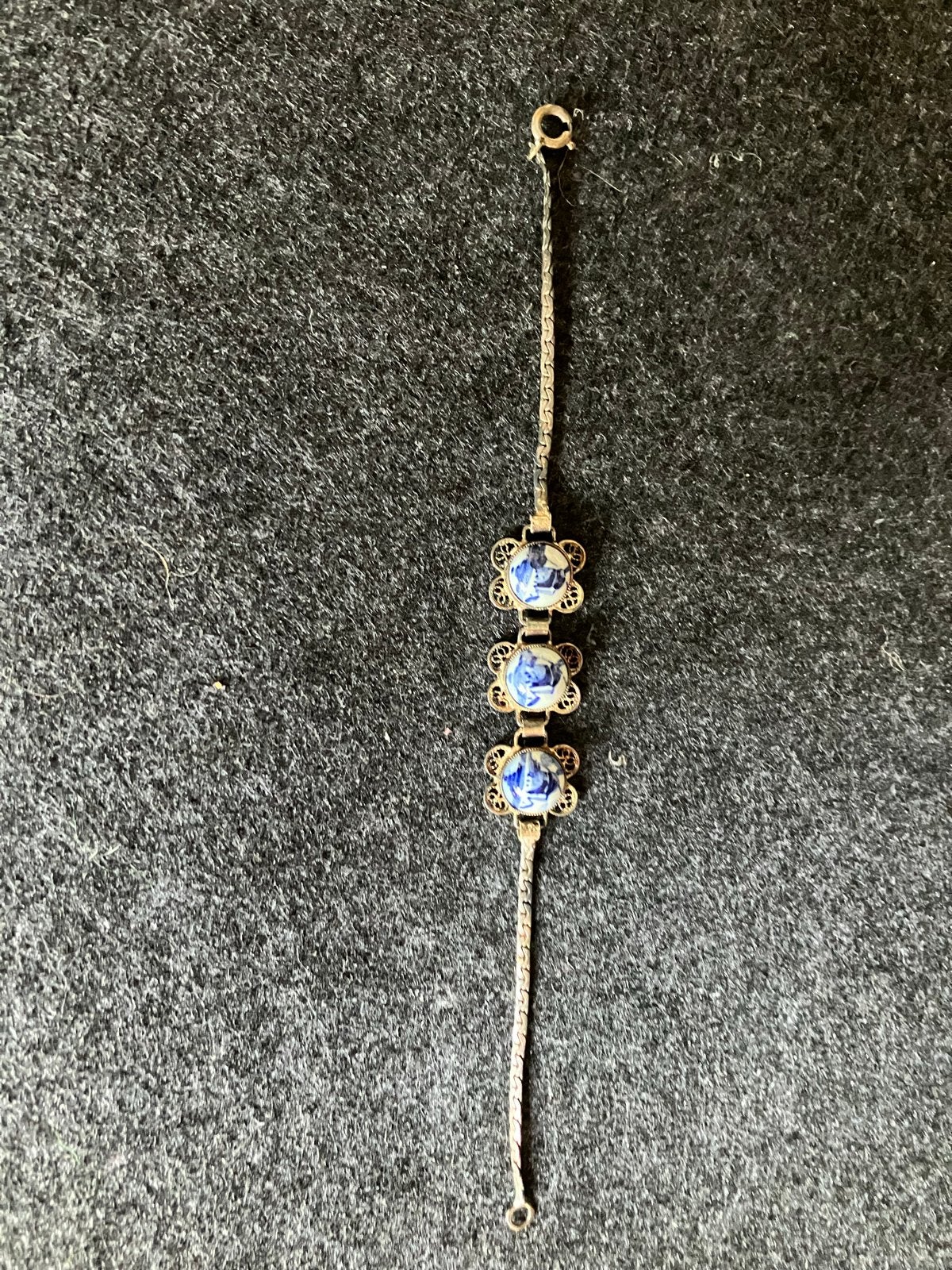 Zilveren armband met Delfts blauw motief, Ophalen of Verzenden, Gebruikt, Zilver