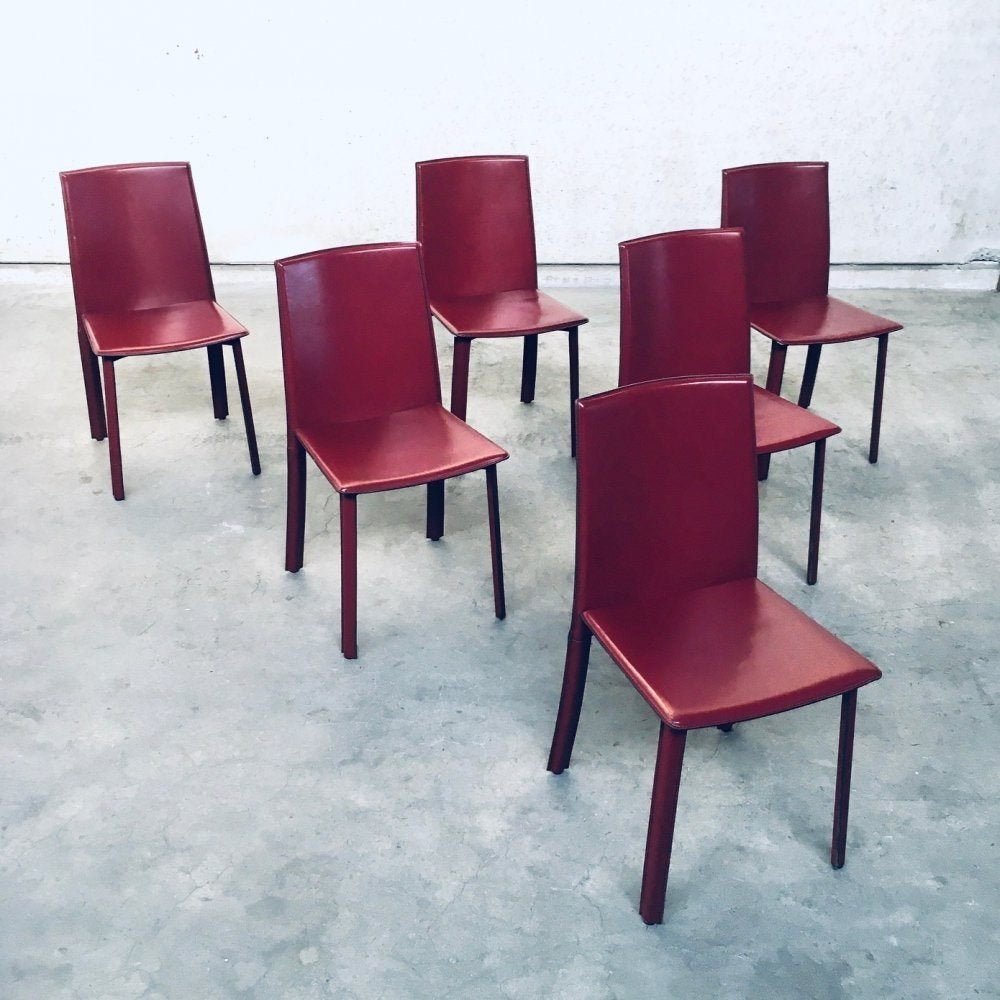 6 iconische vintage lederen eetkamerstoelen bruin, Ophalen, Gebruikt, Bruin, Vijf, Zes of meer stoelen