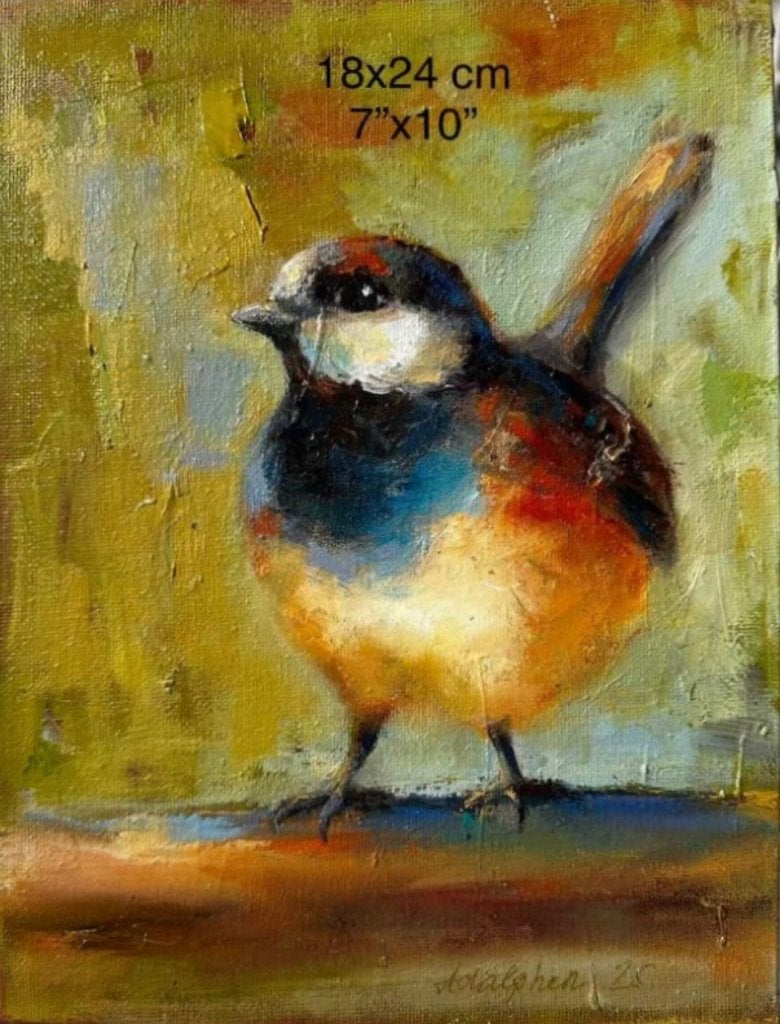 Olieverf schilderijen:Vogeltjes, Minder dan 50 cm, Oorspronkelijke maker, Nieuw, Ophalen of Verzenden
