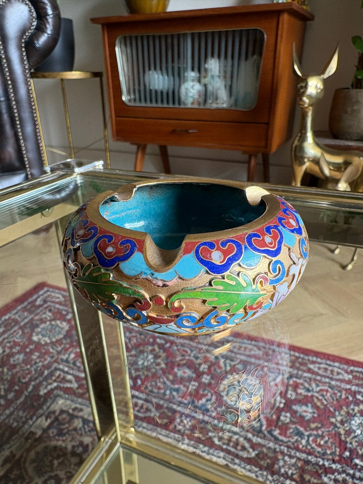 Vintage Cloisonné Asbak - Kleurrijk en Decoratief, Ophalen of Verzenden