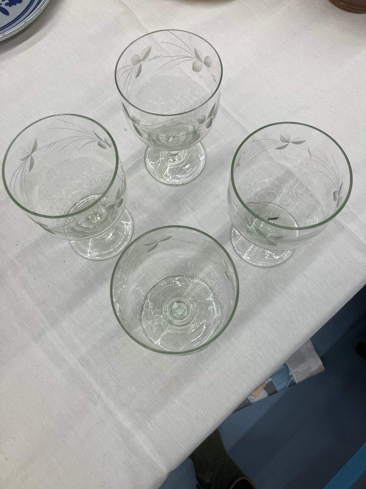 4 mooie geëtste waterglazen, Ophalen of Verzenden, Zo goed als nieuw, Overige typen