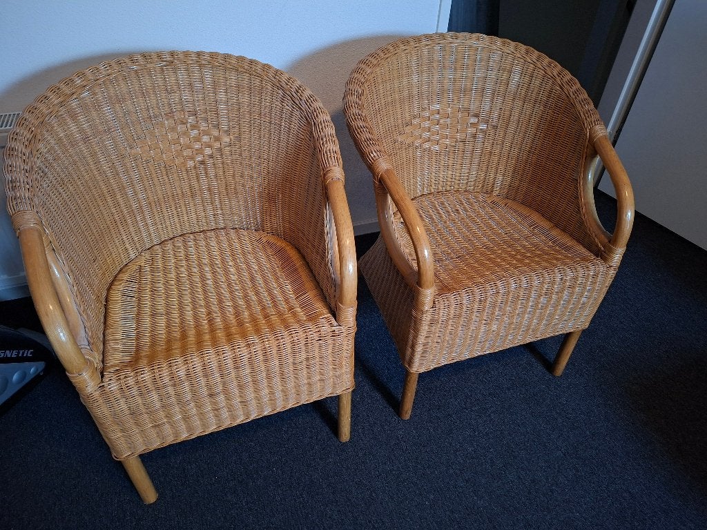 2 Rotan stoelen, Huis en Inrichting, Stoelen, Ophalen, Gebruikt, Twee, Bruin