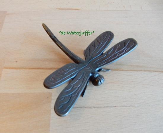 069* Bronzen libelle L (Boven €75 geen verzendkosten), Tuin en Terras, Ophalen of Verzenden, Nieuw, Overige materialen, Dierenbeeld
