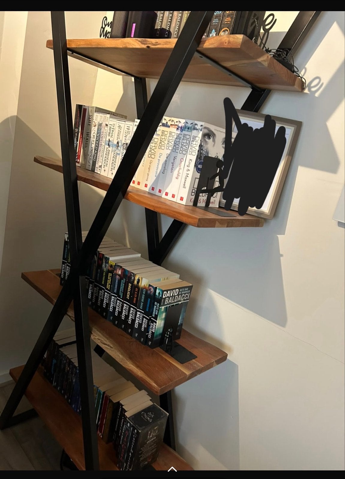 Industriële boeken kast, Ophalen, 50 tot 100 cm, Zo goed als nieuw, 150 tot 200 cm