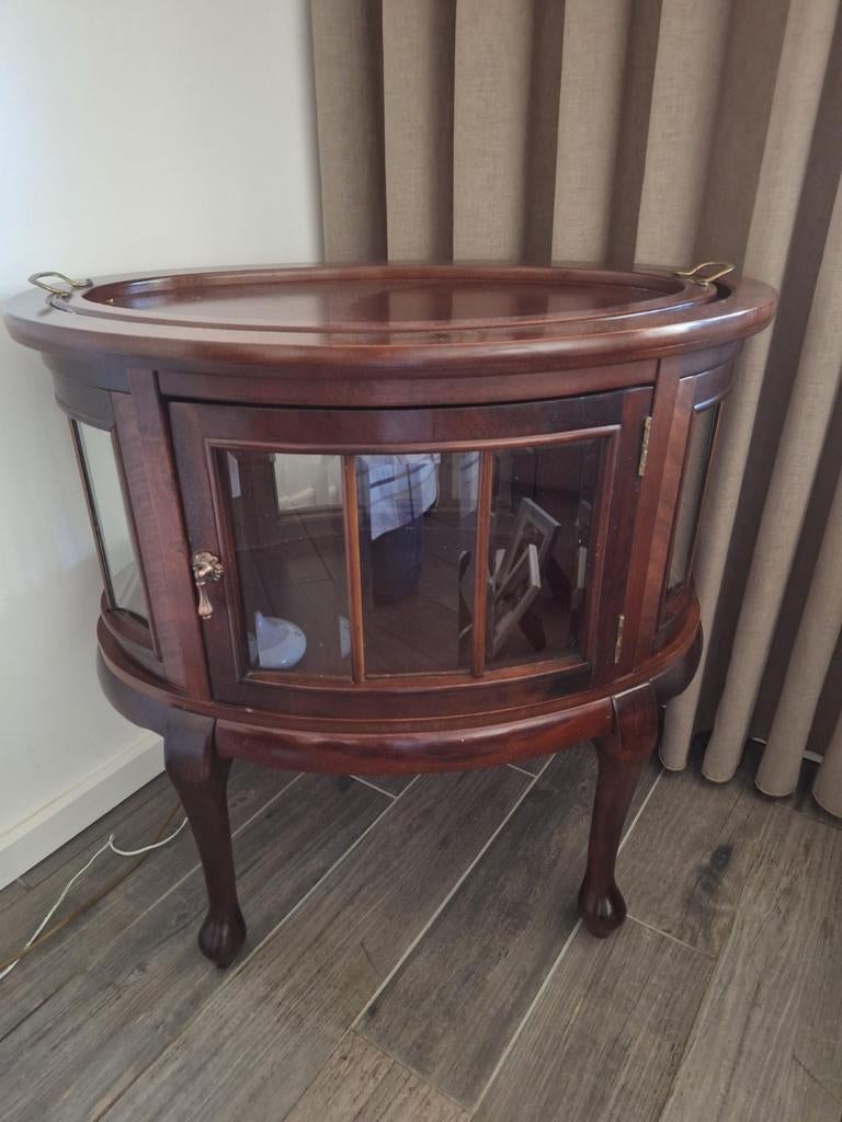Antieke houten drankenkast met dienblad, Antiek en Kunst, Ophalen of Verzenden