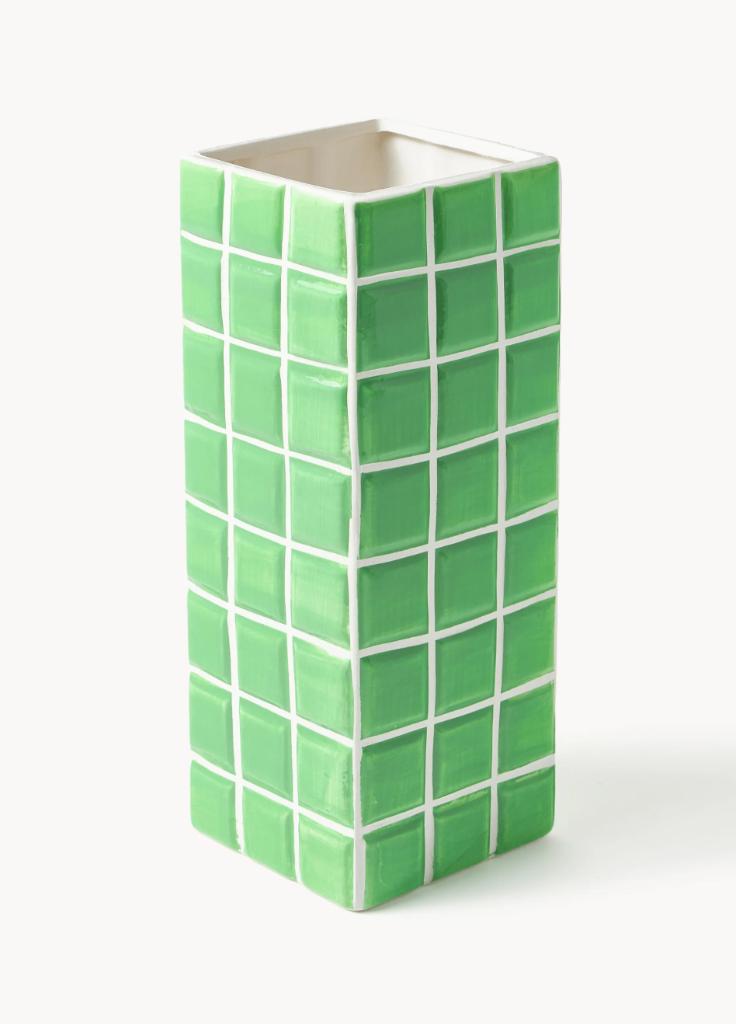 &Klevering design vaas, tegellook, Groen, Groen, Webshop@klevering.com, Nieuw, Ophalen of Verzenden