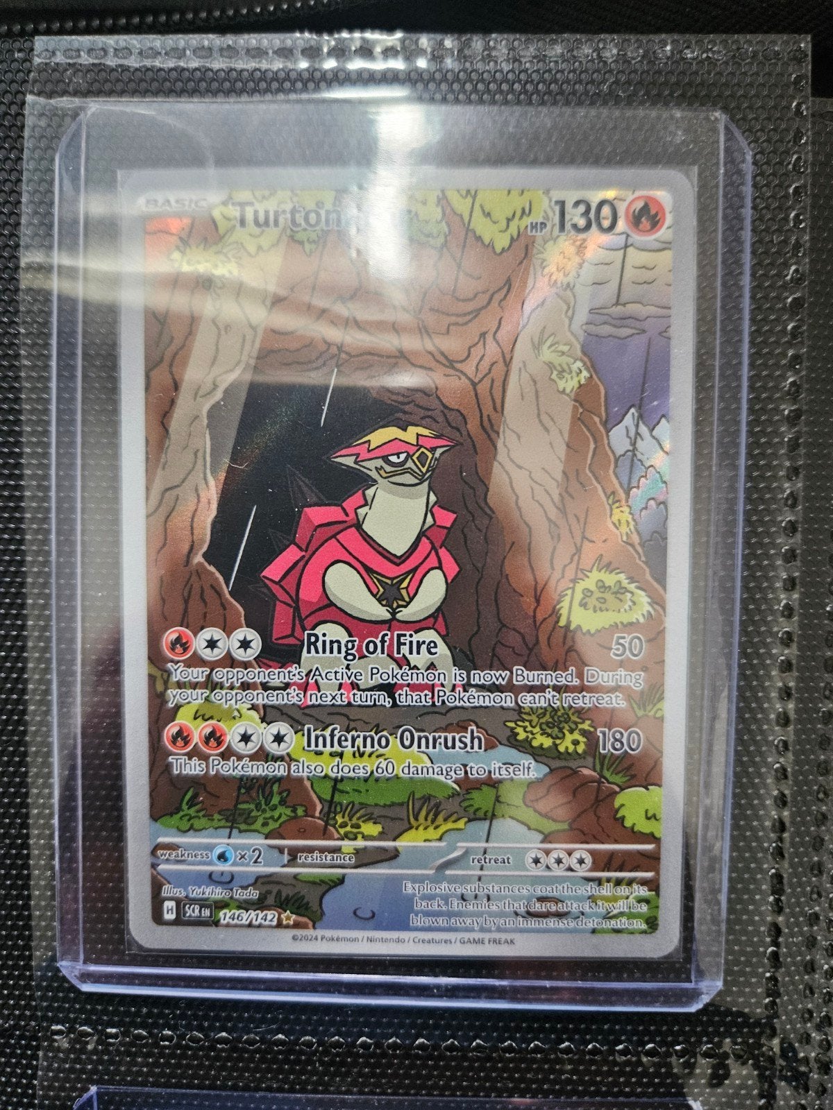 Pokemon Turtonator 146/142 Stellar Crown, Ophalen of Verzenden, Zo goed als nieuw, Losse kaart, Foil