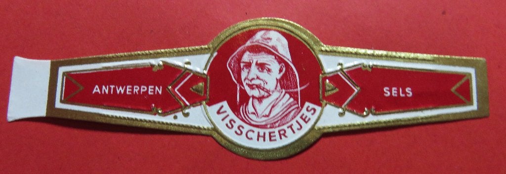 Sigarenbandje reclamebandje Visschertjes Antwerpen, Verzenden, Gebruikt, Sigarenbandjes