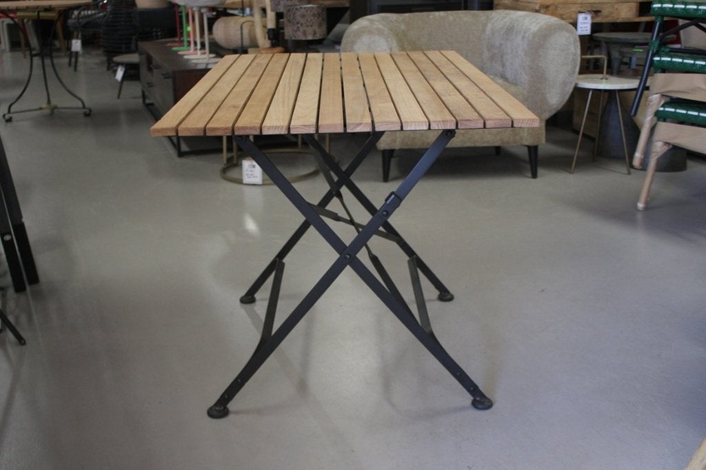 Leuke tuintafel klaptafel aluminium teakhout 115 x 70, Ophalen, Zo goed als nieuw