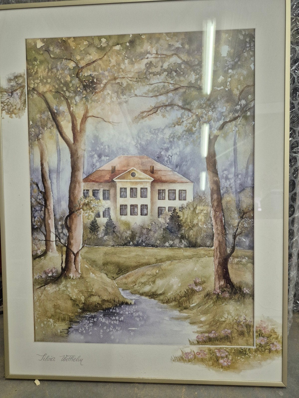 Schilderij Silvia Wethelin - Huis in landschap, Ophalen, Realistisch, Origineel werk, Landschap