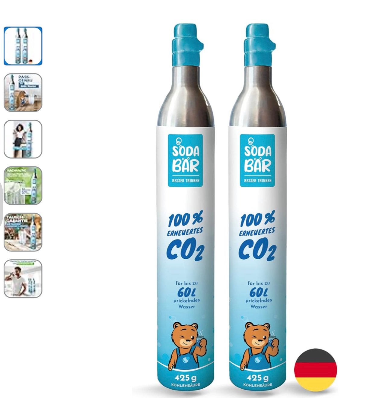 SodaBar co2 flessen - 2 stuks van 425g, Ophalen of Verzenden, Nieuw