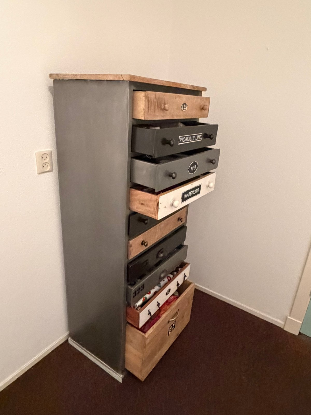 Vintage ladenkast, Ophalen, Gebruikt, Minder dan 100 cm, Metaal