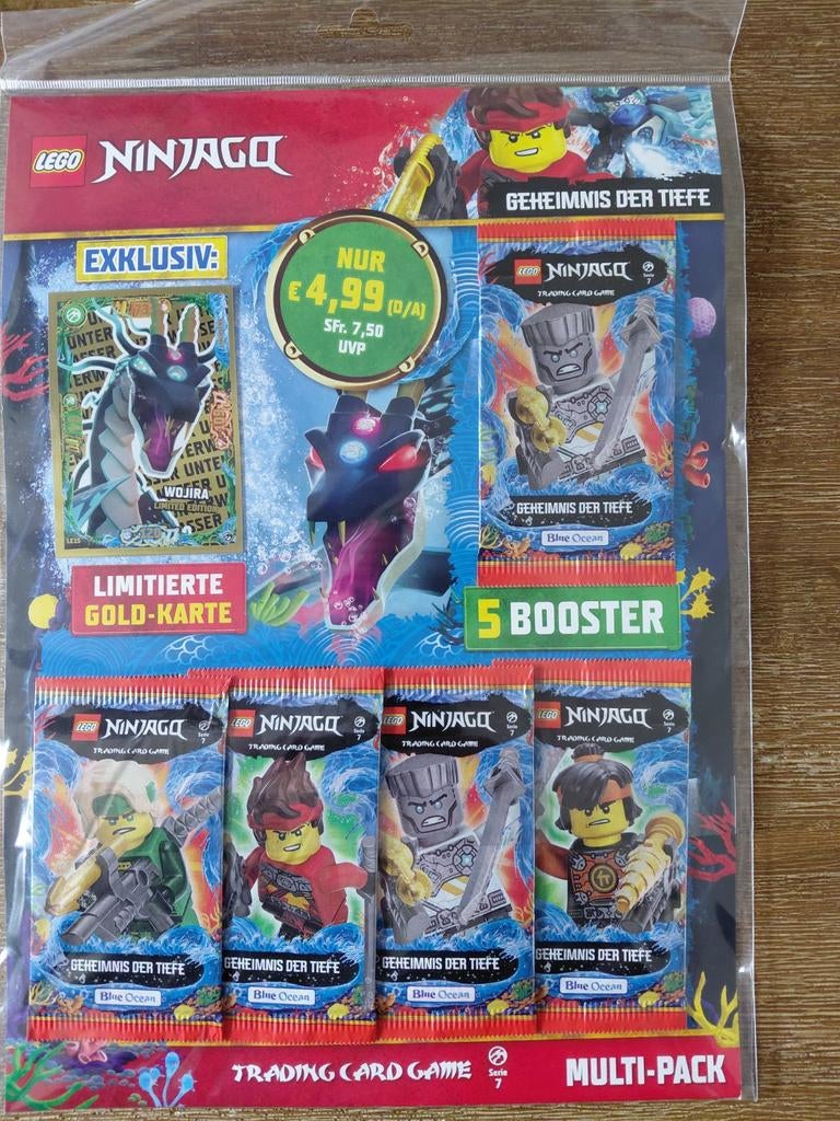 Lego Ninjago Multipack: 5 Boosters + Limited Gold Card, Ophalen of Verzenden, Nieuw