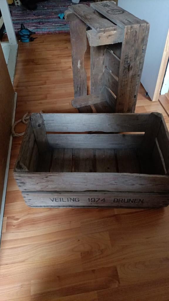 Vintage houten kisten - Veiling 1974 Drunen, Ophalen, Gebruikt, 50 tot 100 cm, 50 tot 75 cm