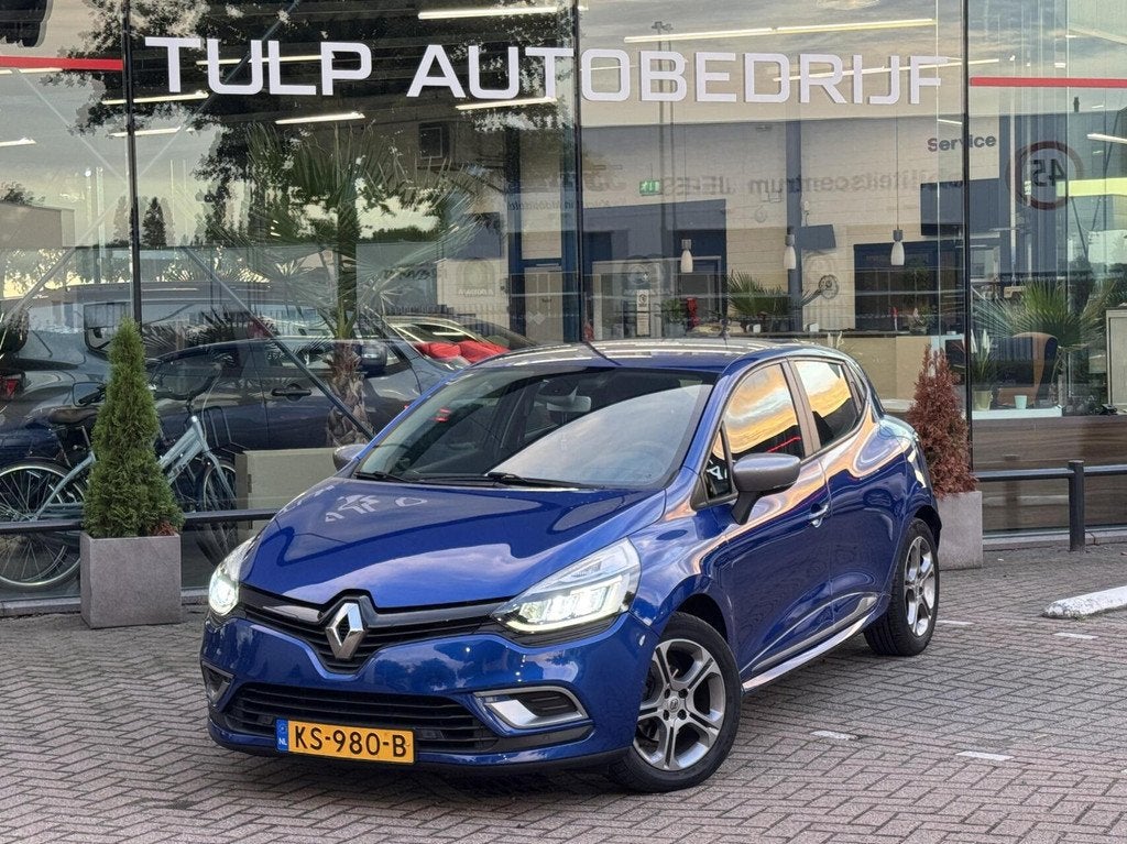 Renault Clio 1.2 TCe GT Line Sport Automaat 2016 Top staat, Stof, Gebruikt, Blauw, 49 €/maand