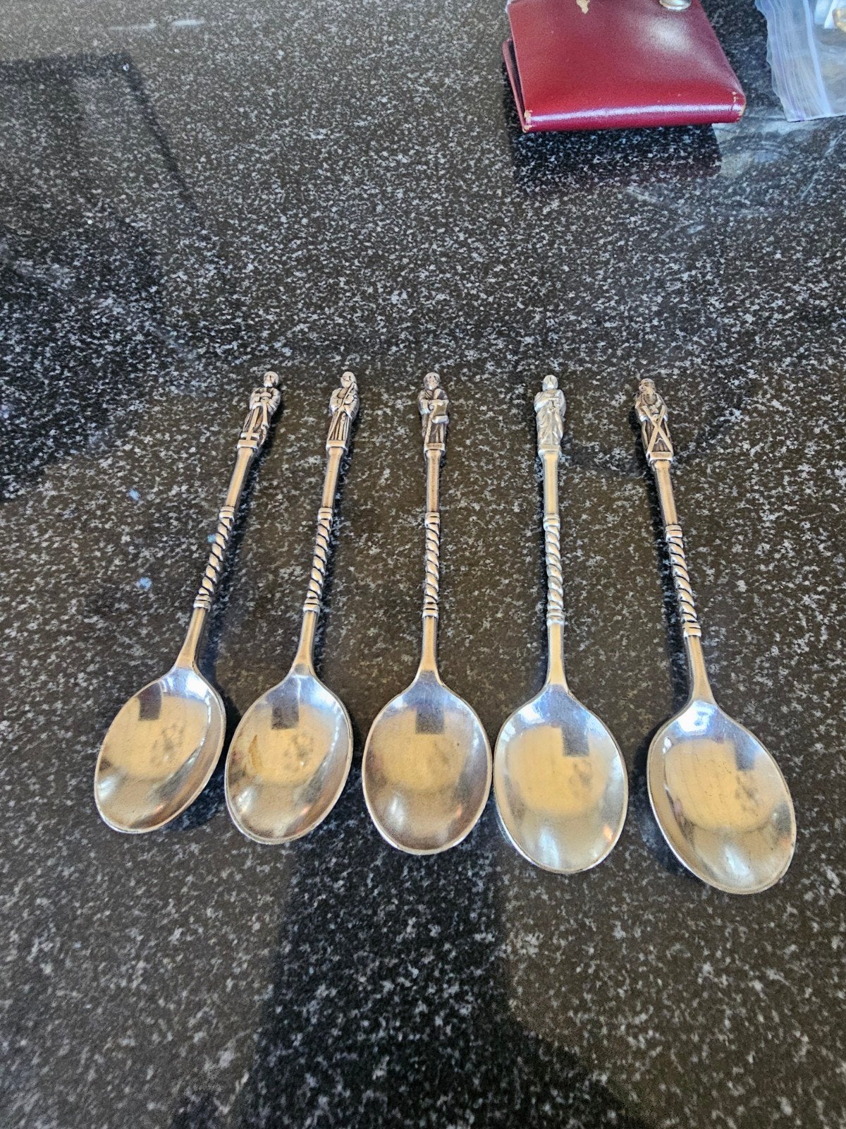 5 verzilverde apostel lepeltjes, Ophalen of Verzenden