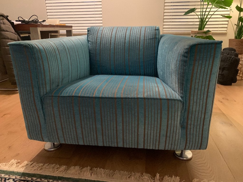 Design on Stock Blizz fauteuil – Unieke turquoise stof, Ophalen, 75 tot 100 cm, Stof, 50 tot 75 cm