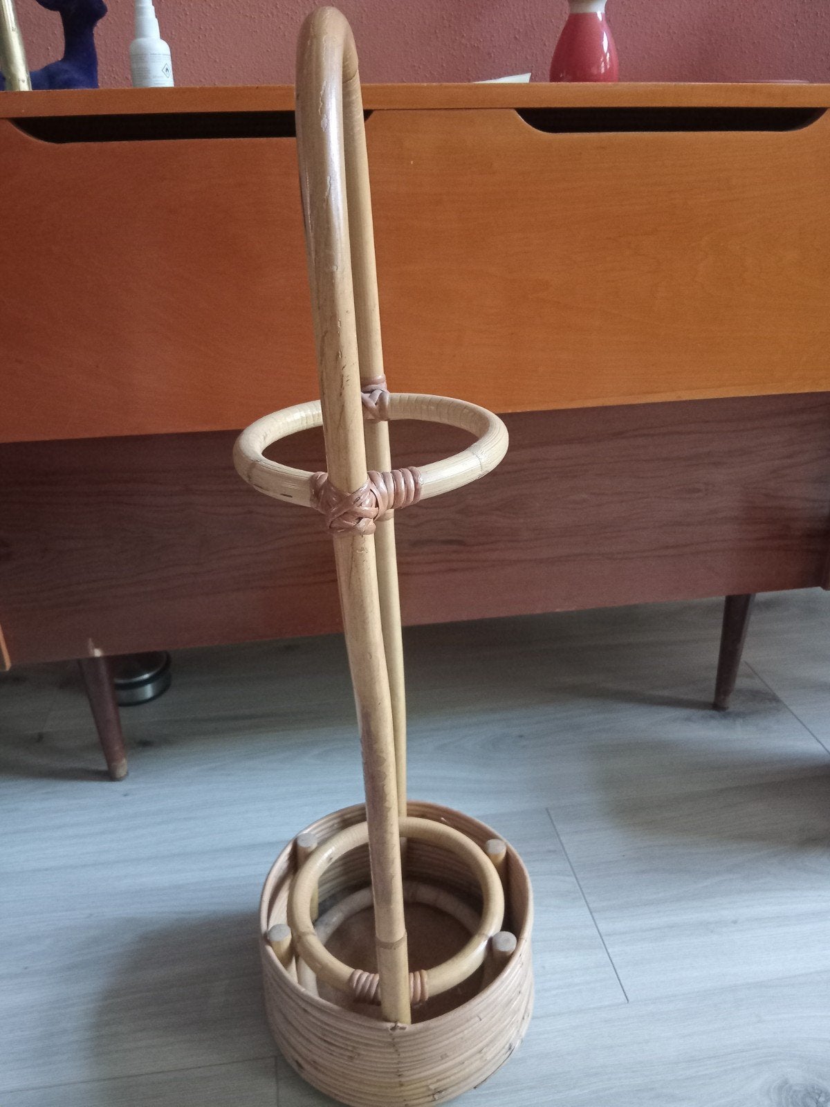 Vintage rotan paraplubak - Jaren '60/'70, Huis en Inrichting, Woonaccessoires | Paraplubakken, Ophalen of Verzenden, Gebruikt