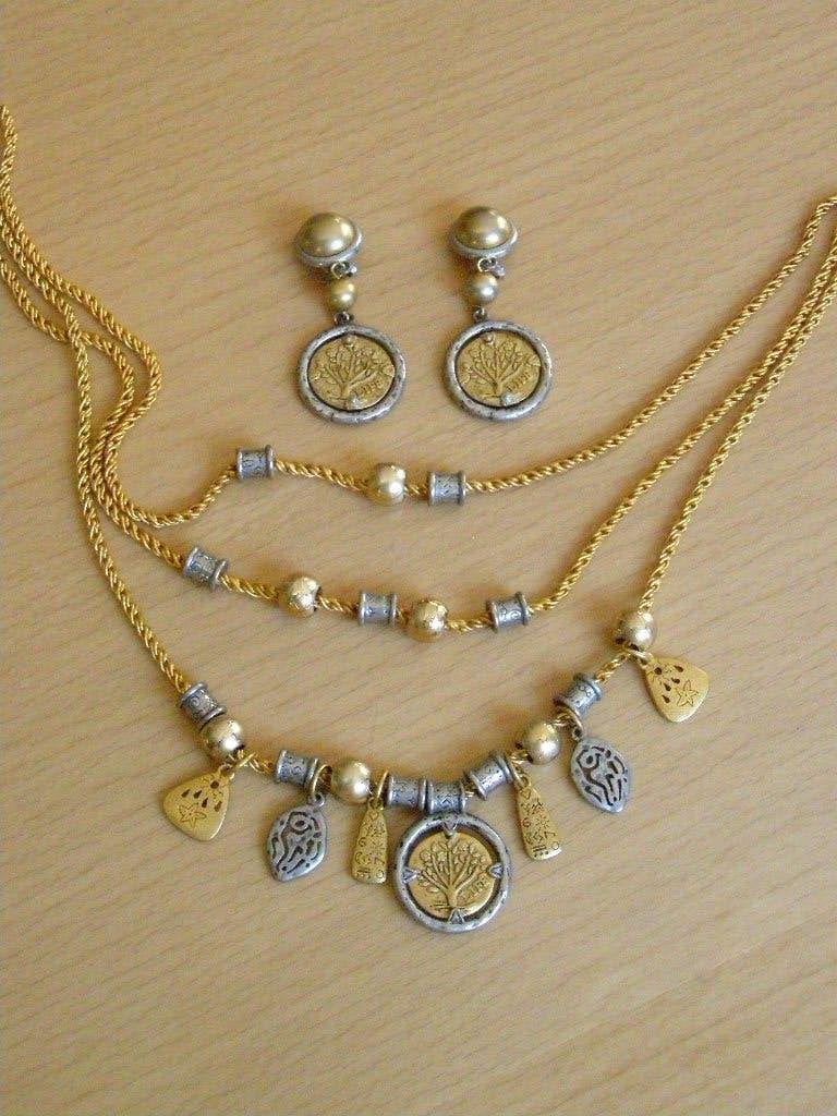 Vintage Liz Claiborne ketting & oorclips set Verguld Uniek, Overige materialen, Ophalen of Verzenden, Goud, Hangers