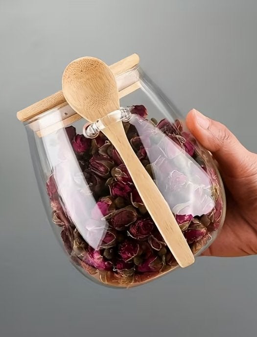 Glazen Voorraadpot met lepel, Voorraadpot, Ophalen of Verzenden, Nieuw, Glas