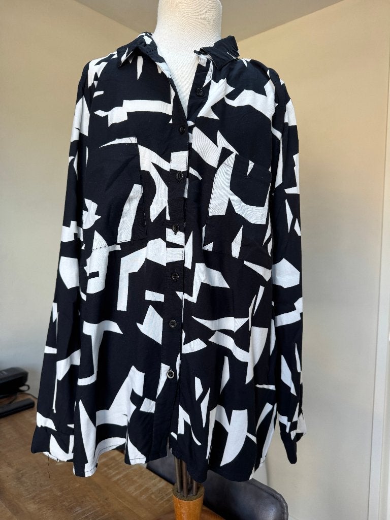 RICK CARDONA blouse zwart / wit nieuwstaat maat 46 D0, Meerkleurig, Maat 46/48 (XL) of groter, Ophalen of Verzenden, Zo goed als nieuw
