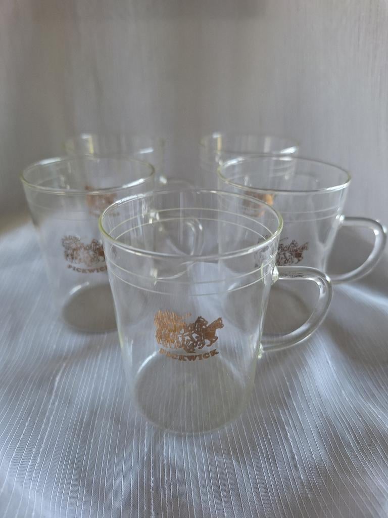 PICKWICK SCHOTT MAINTZ glazen, 2 strepen, 5 stuks, Ophalen of Verzenden, Zo goed als nieuw, Borrel- of Shotglas