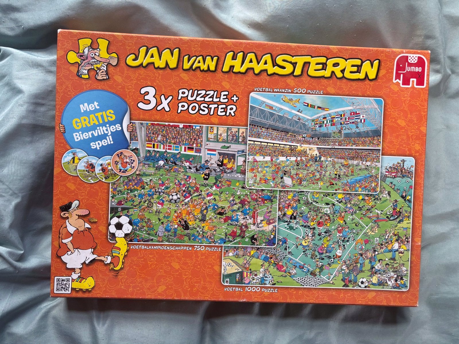 Legpuzzel Jan van Haasteren 3 x voetbal, Ophalen of Verzenden, 500 t/m 1500 stukjes, Zo goed als nieuw, Legpuzzel