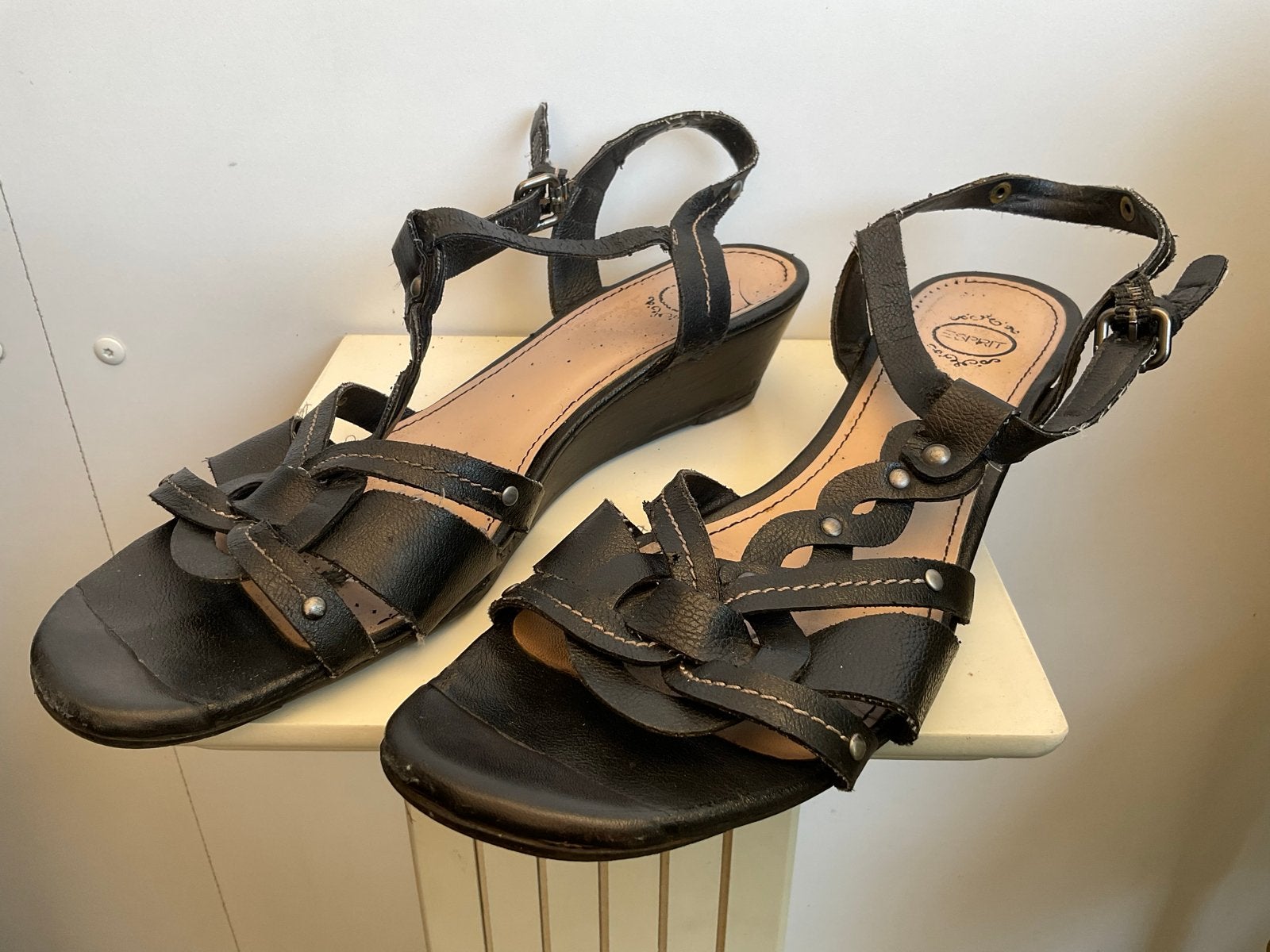 Esprit zwarte sandalen maat 40, Zwart, Gedragen, Sandalen of Muiltjes, Ophalen of Verzenden