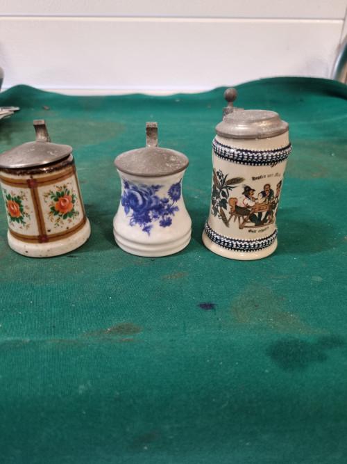 mini bierpullen met tinnen deksel vintage, Verzamelen, Ophalen of Verzenden, 'T Olde Gre-j, Info@toldegrej.nl, Endepoelstraat 20f Didam