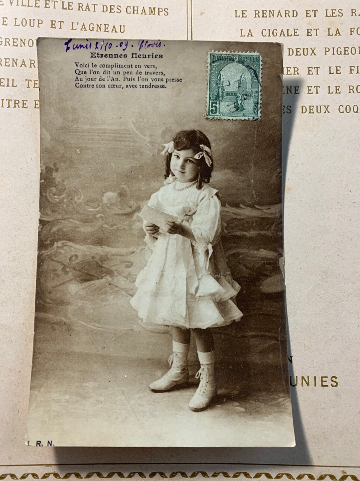 GERESERVEERD Tunis 2-10-1909 Etrennes fleuries (KM), Ophalen of Verzenden, Voor 1920, Gelopen, Kinderen
