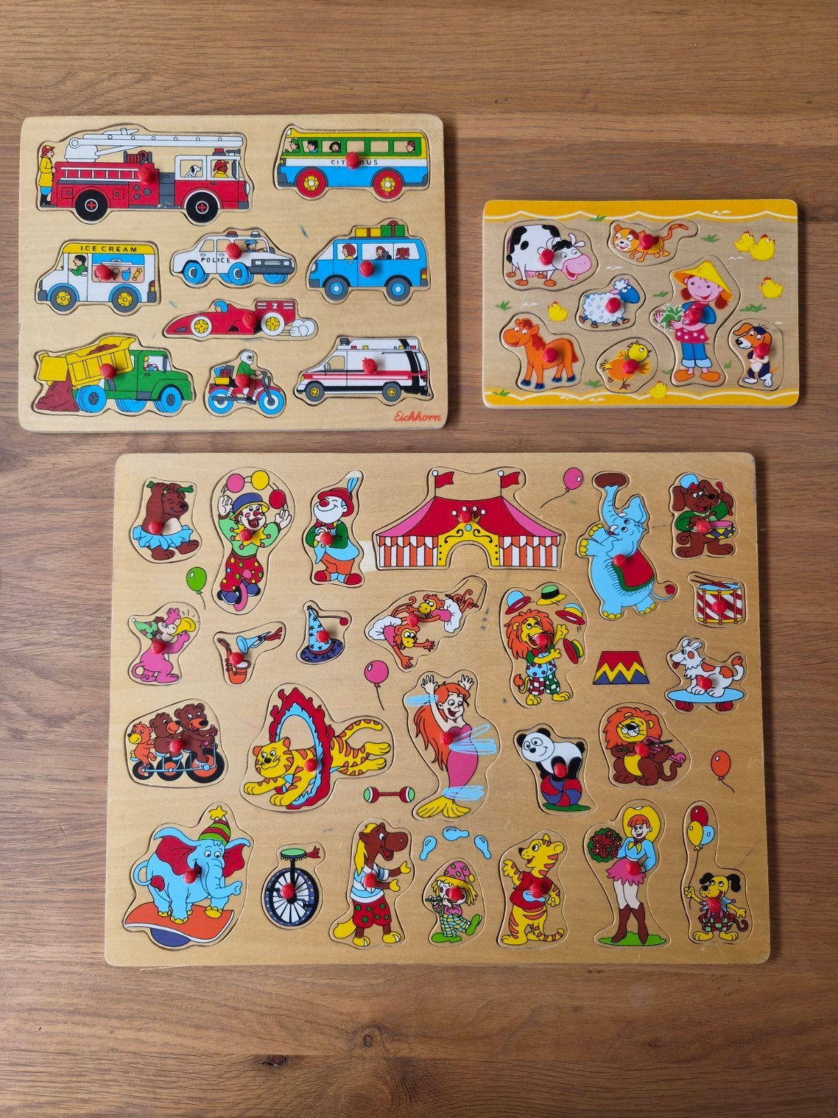 Houten Puzzels: Circus, Voertuigen & Boerderij Set, Ophalen of Verzenden, Gebruikt, 2 tot 4 jaar, Van hout