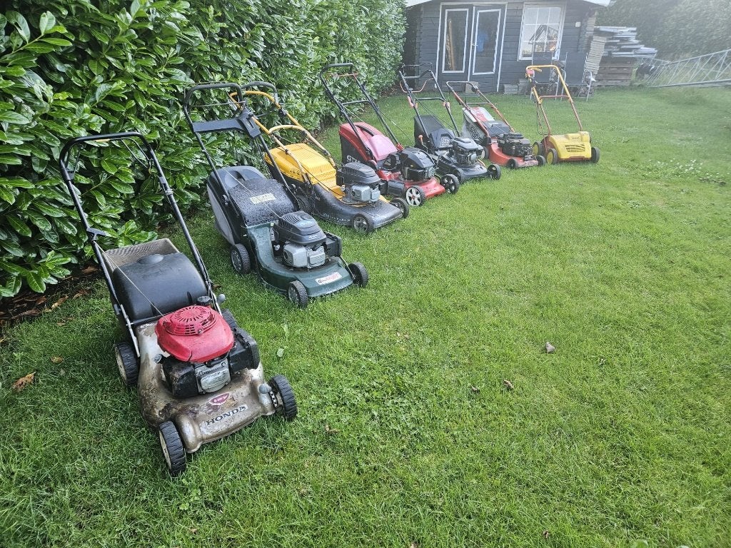7 grasmaaiers loop of sloop, Tuin en Terras, Ophalen, Cirkelmaaier, Gebruikt, Benzine-grasmaaier