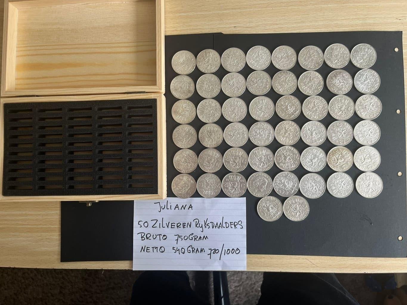 JULIANA 50 NETTE ZILVEREN RIJKSDAALDERS  FOTO/ADV, Postzegels en Munten, Munten | Nederland, Koningin Juliana, Zilver, 2½ gulden