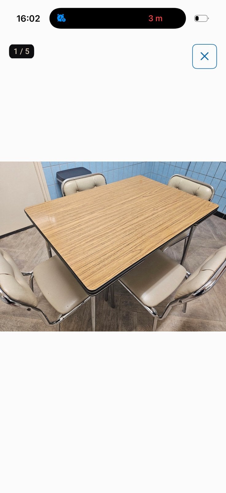 Uitschijfbare formica tafel +4 stoelen, retro!, Huis en Inrichting, Ophalen, Gebruikt, 50 tot 100 cm, 150 tot 200 cm
