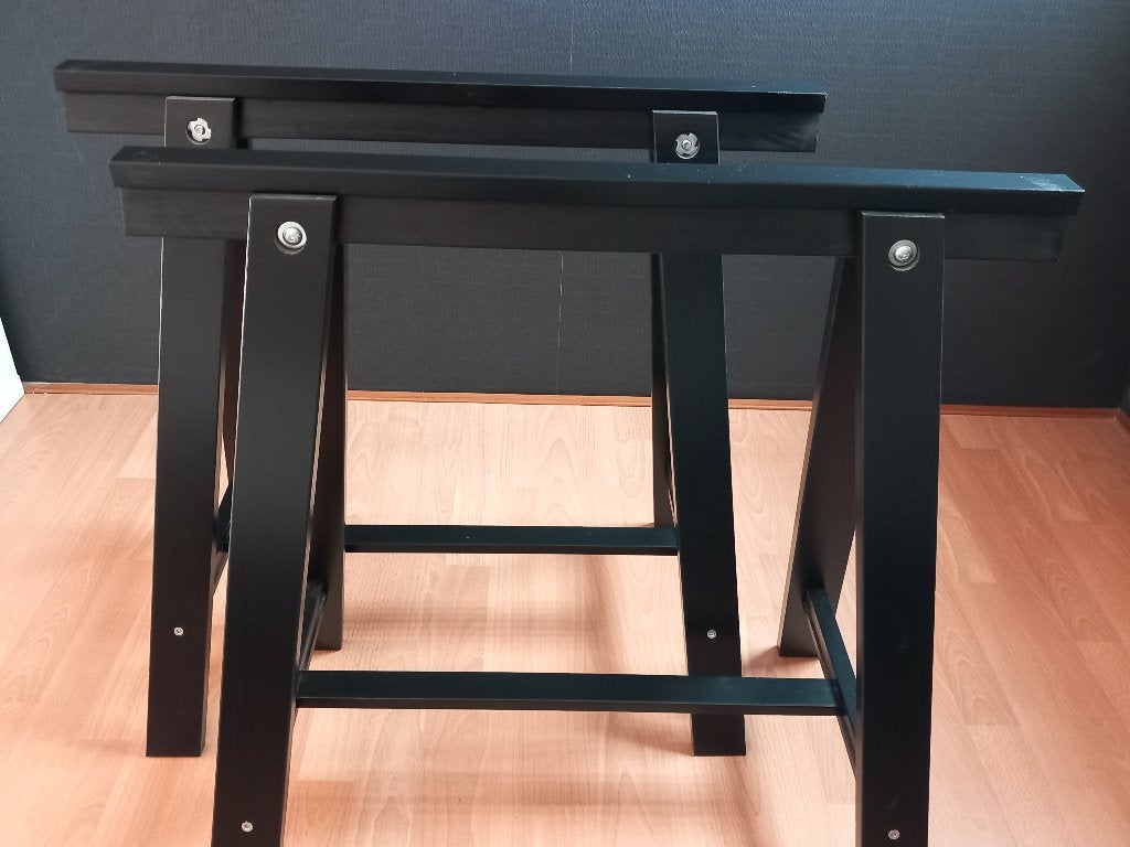 2 zwarte ikea schragen ( oddvald ), Ophalen, Gebruikt, 50 tot 100 cm, 50 tot 100 cm