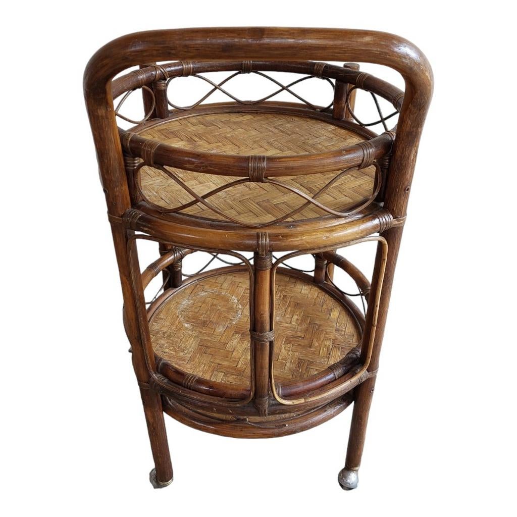 Grote vintage rotan barcart, trolley, Ophalen, Overige materialen, Gebruikt, Onbekend