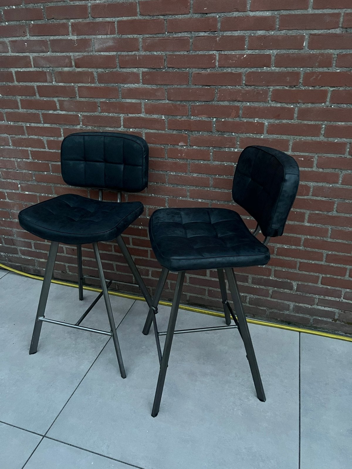 2x Industriële leren barkrukken Dimehouse - 68 cm zithoogte, Ophalen, Met voetsteun, 60 tot 90 cm, Nieuw