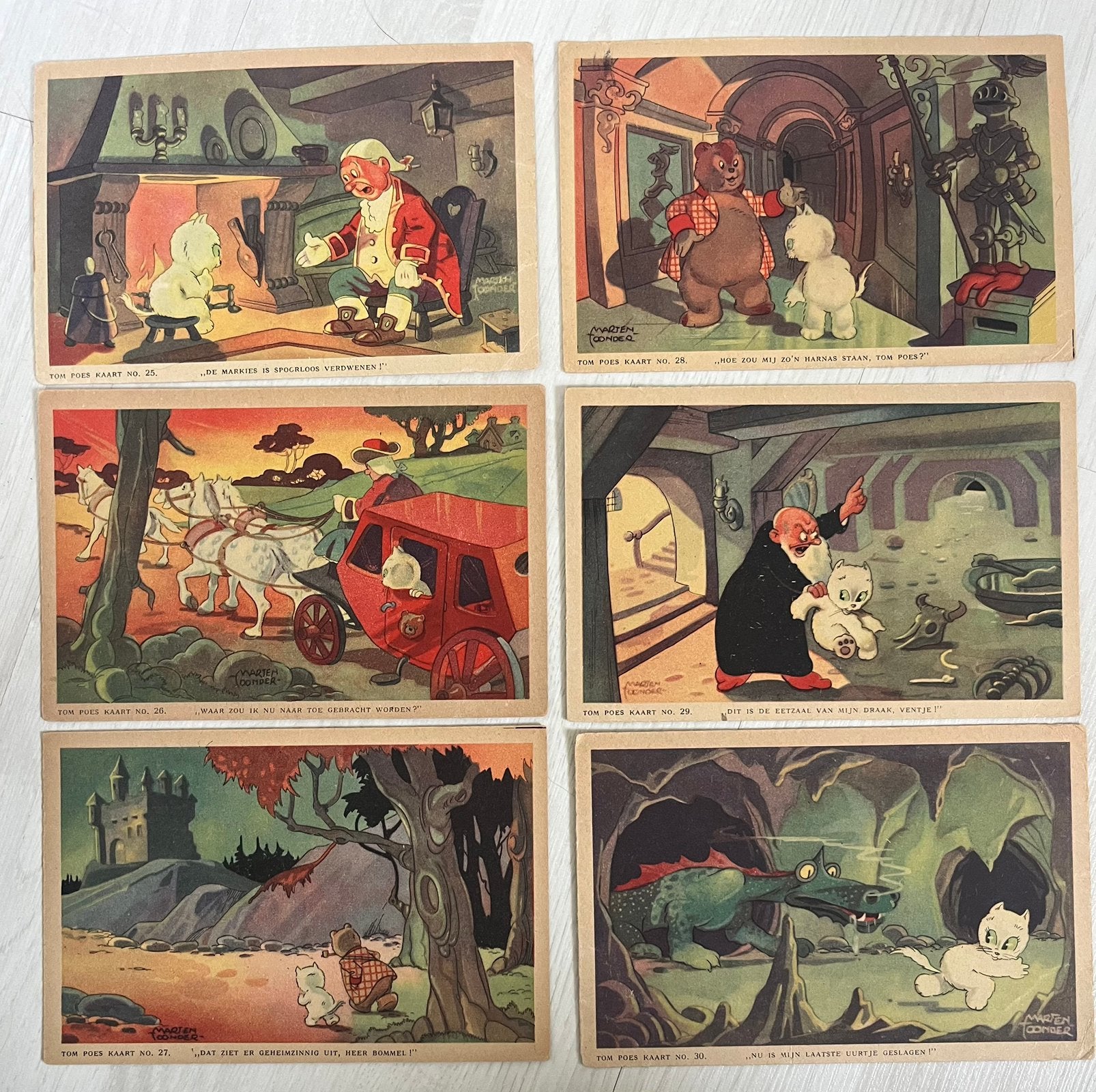 Tom Poes kaarten serie 5 compleet, Verzenden, 1940 tot 1960, Ongelopen, Overige thema's