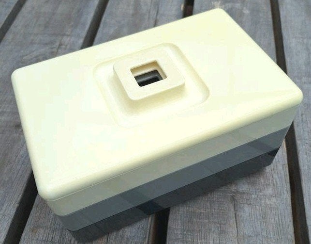 Vintage Tupperware Storganizer - Crème, Grijs, Donkergrijs, Huis en Inrichting, Ophalen, Gebruikt, Bewaardoos, Met compartimenten