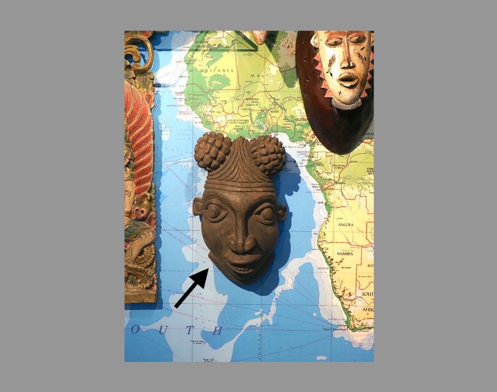 Div Afr. kunst Bamoun masker Bamun (251024-01), Hout, Afrika, Masker, Ophalen of Verzenden