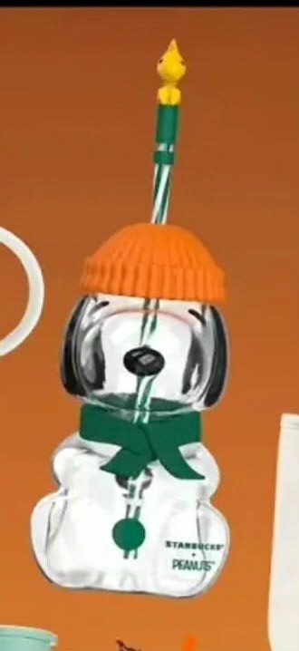 Starbucks x Peanuts Snoopy drinkbeker met rietje, Ophalen of Verzenden, Nieuw, Meerkleurig, Glas