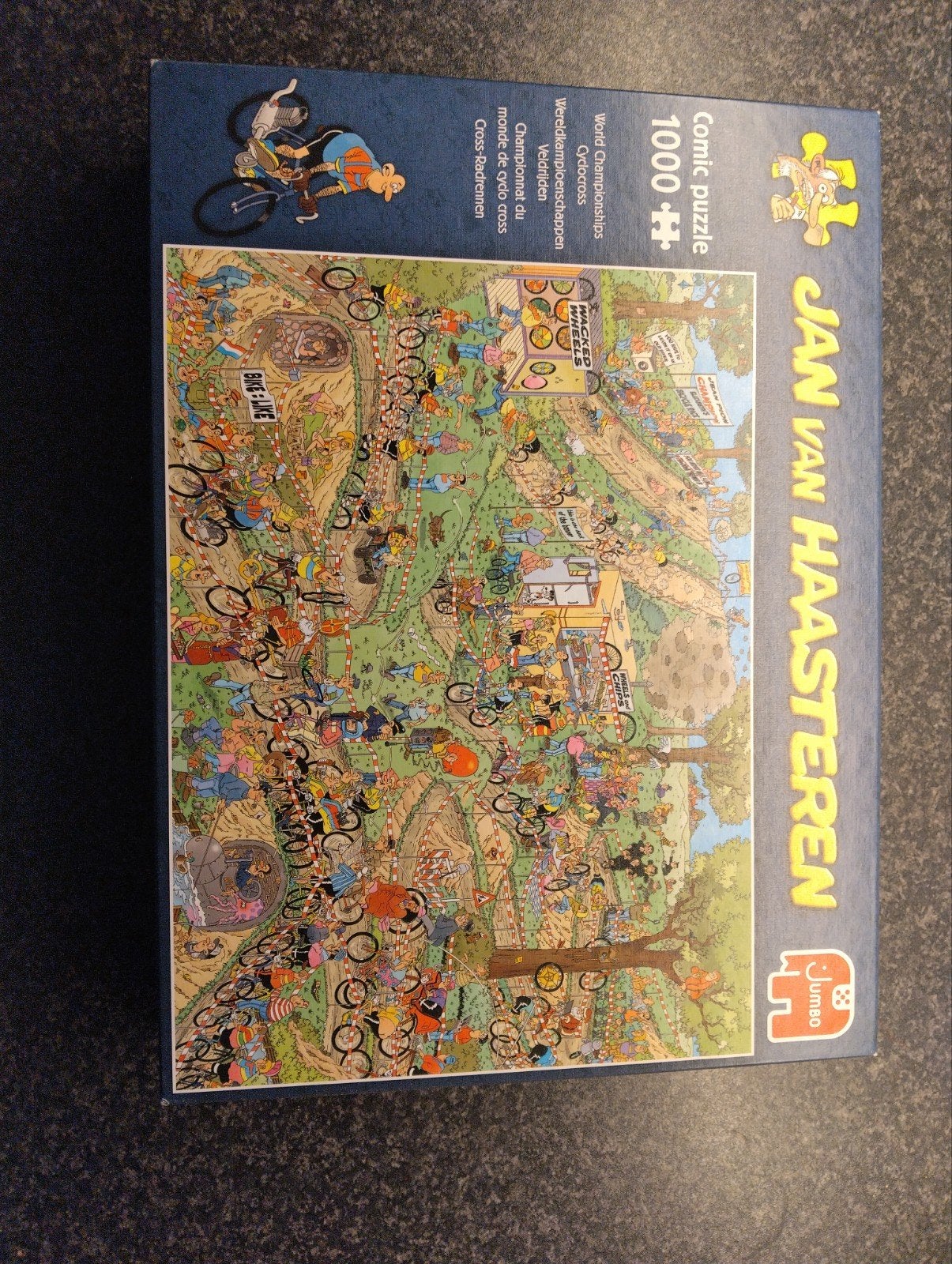 Jan van Haasteren Comic Puzzel - Wereldkampioenschappen, Ophalen of Verzenden, 500 t/m 1500 stukjes, Gebruikt, Legpuzzel